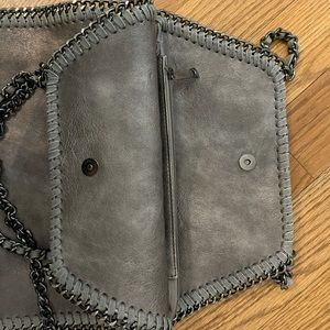 Metallic silver, chain bag